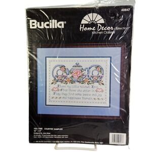 Bucilla Tea Time Bless My Kitchen Counted Cross Stitch Kit Teapot Tea Pot Sealed
